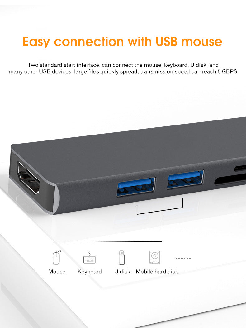 EDWIN fast charger type c port usb-c 5 in 1 splitter usb hub 3.0 5 ports