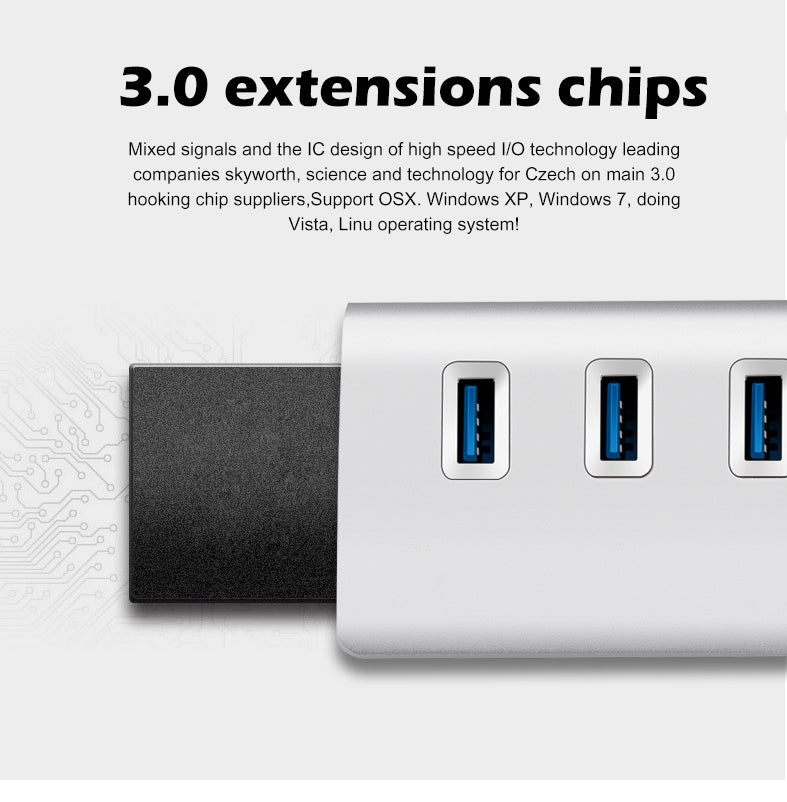 EDWIN aluminum alloy multi-port USB splitter USB3.0 7 in 1 hub for computer