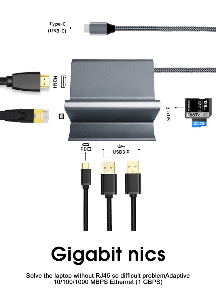 EDWIN PD rj45 hdmi with ipad compatible 7 in 1 usb type-c hub for macbook pro
