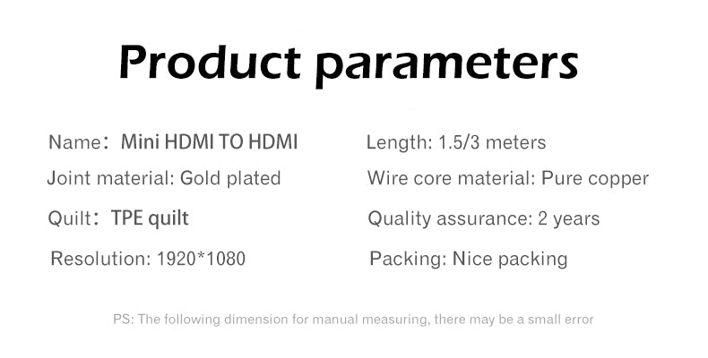 EDWIN hdmi to mini hdmi gold plated 1.5m 60HZ 4k HD hdmi cable 2.0
