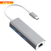 EDWIN 1000Mbps usb 3.0 adapter type c to RJ45 hub 4 in 1 for apple macbook