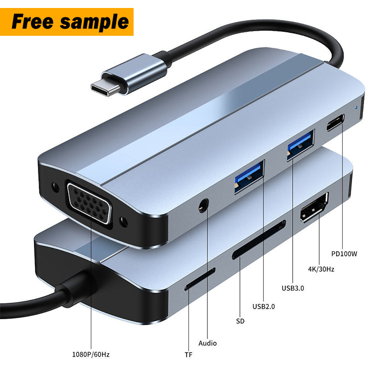 EDWIN VGA USB3.0 2.0 SD/TF Audio pd usb hub 8 in 1 type c 8 ports