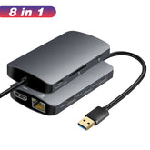 EDWIN 3.0 2.0 hdmi rj45 tf sd Mini USB 8 ports converter 8 in 1 usb hub