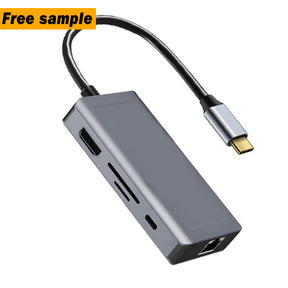 EDWIN rj45 3.0 hdtv wireless charge cable adapter usb 7 in 1 type-c hub