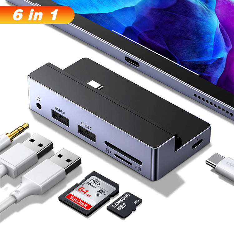 EDWIN type-c compatible docking station to vga hdmi rj45 3.0 pd ports adapter 6 in 1 usb hub for macbook pro del