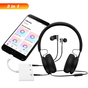 EDWIN pd charge 3.5mm Double 3 in 1 hub audio adapters for iphone headset