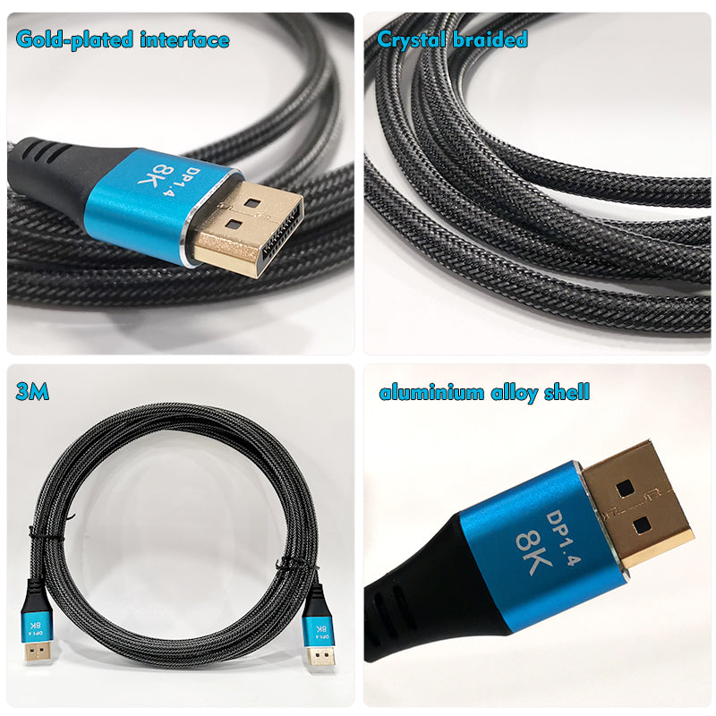 EDWIN 48Gpbs 60HZ 10m 2m 15m 3m male to male displayport 8k dp to dp cable 1.4