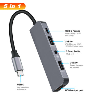 EDWIN intelligent expansion usb hdmi audio 3.0 pd 5 in 1 type c hub for macbook