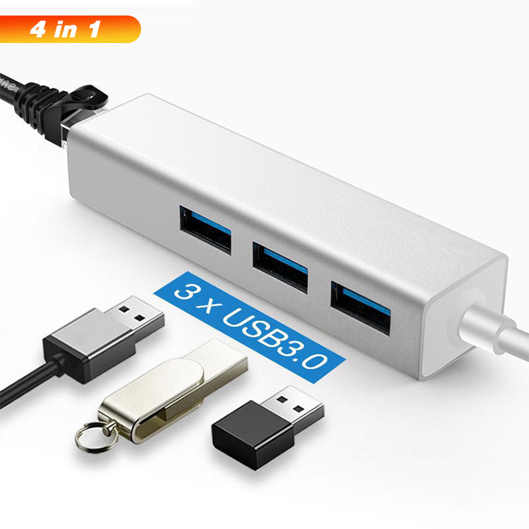 EDWIN 1000Mbps usb 3.0 adapter type c to RJ45 hub 4 in 1 for apple macbook