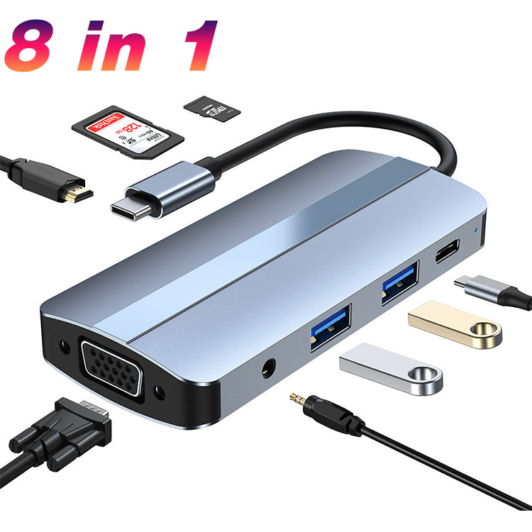 EDWIN VGA USB3.0 2.0 SD/TF Audio pd usb hub 8 in 1 type c 8 ports
