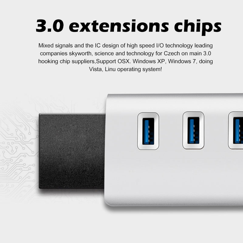 EDWIN aluminum alloy multi-port USB splitter USB3.0 7 in 1 hub for computer