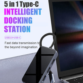 EDWIN type c hub 5 in 1 with PD fast charger+USB3.0*3+Type-C interface
