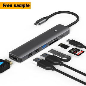 EDWIN usb3.0 and card reader rj45 hdmi type-c hub 7 in 1