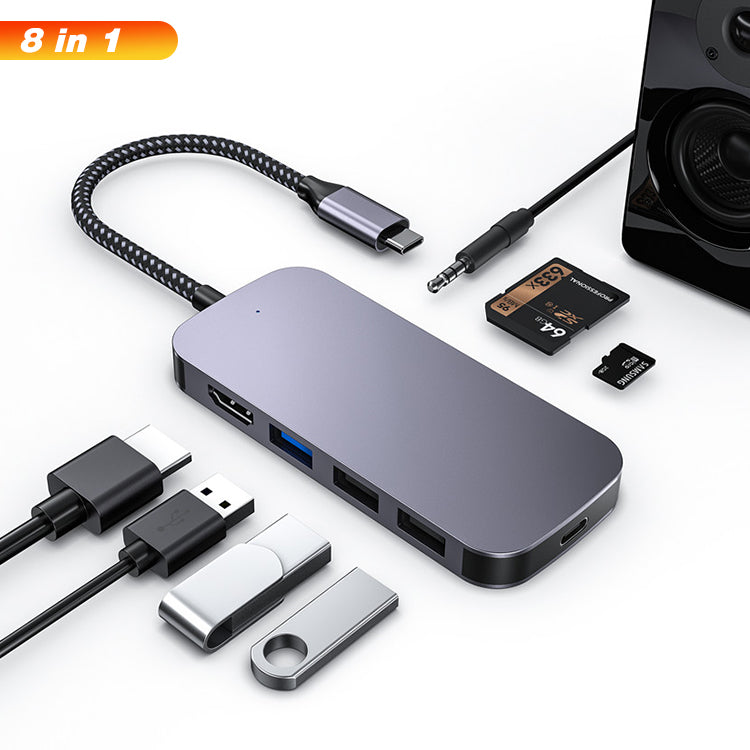 EDWIN 2.0 3.0 hdmi 4k sd tf pd audio adapter 8 in 1 usb type-c hub for macbook