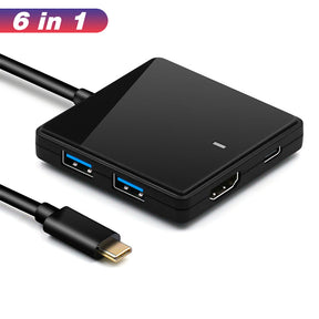 EDWIN usb 3.0 4K type-c ports with power switches drive 6 in 1 usb hub for ipad pro