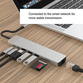 EDWIN PD charge with ethernet to rj45 8 port usb 3.0 hub type c adapter