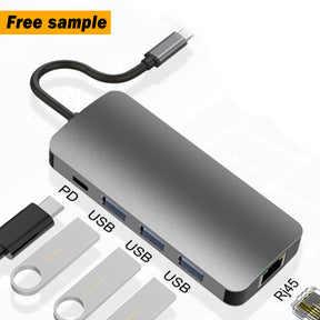 EDWIN PD gray usb*3 rj45 to type c type-c hub 5 in 1 for smartphone laptop