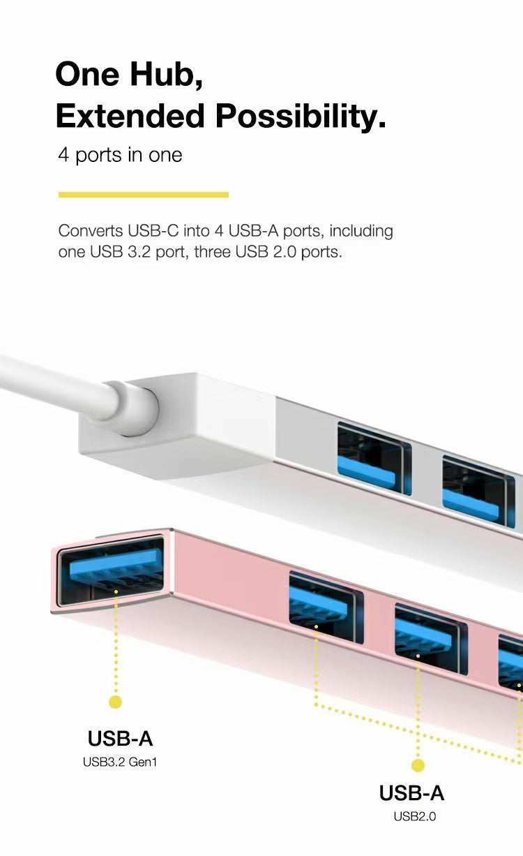 EDWIN 4 in 1 USB hub docking station splitter 4 ports multi-function