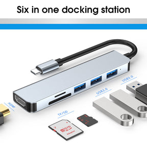 EDWIN multi-interface computer converter type-c 6 in 1 hub for Apple laptop