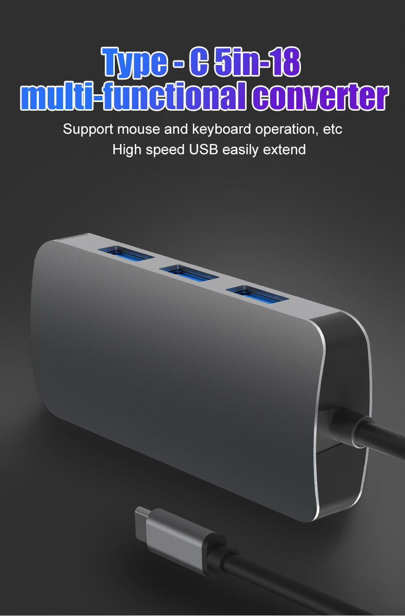 EDWIN USB3.0*4+PD charge high speed port usb hub 3.0 4 ports 5 in 1 type c hub