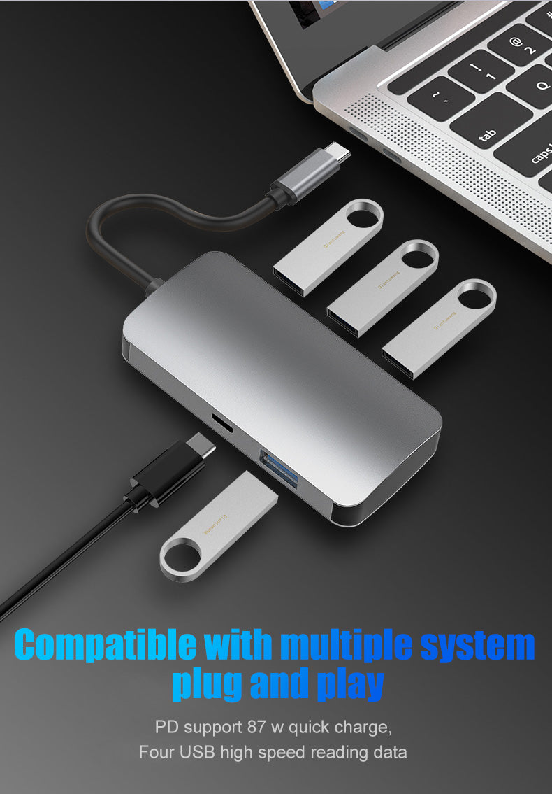 EDWIN USB3.0*4+PD charge high speed port usb hub 3.0 4 ports 5 in 1 type c hub