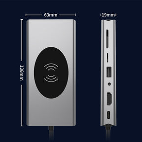 EDWIN 1080p hdmi usb2.0 3.0 rj45 vga wireless charging 15 in 1 type-c hub docking adapter