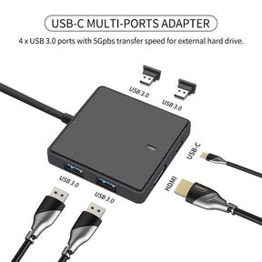 EDWIN usb 3.0 4K type-c ports with power switches drive 6 in 1 usb hub for ipad pro