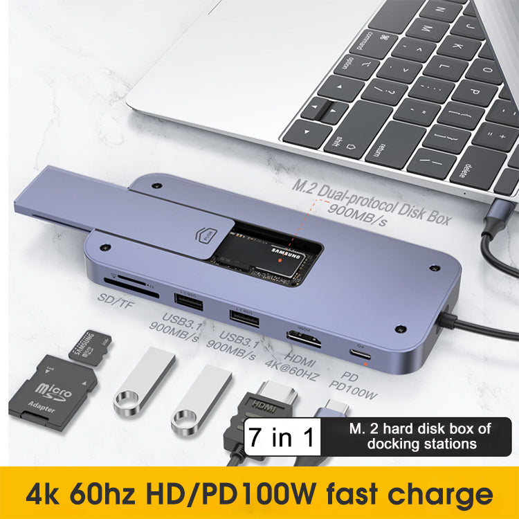 EDWIN ssd 4k sd tf pd 7 in 1 usb type c hub for macbook pro dell xps ipad