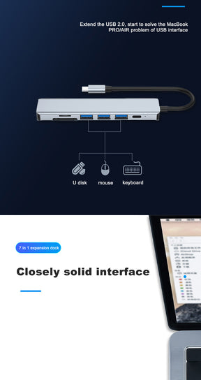 EDWIN 5Gbps usb 3.0 sd tf hdmi and pd ports type c docking hub 7 in 1
