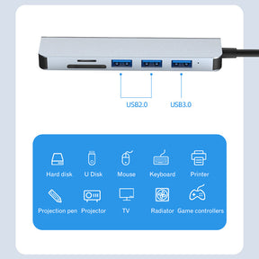 EDWIN multi-interface computer converter type-c 6 in 1 hub for Apple laptop