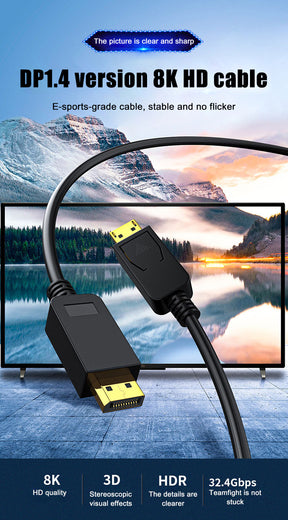 EDWIN 1.4 8k 48Gpbs 120HZ 1.5m male displayport to usb dp cable